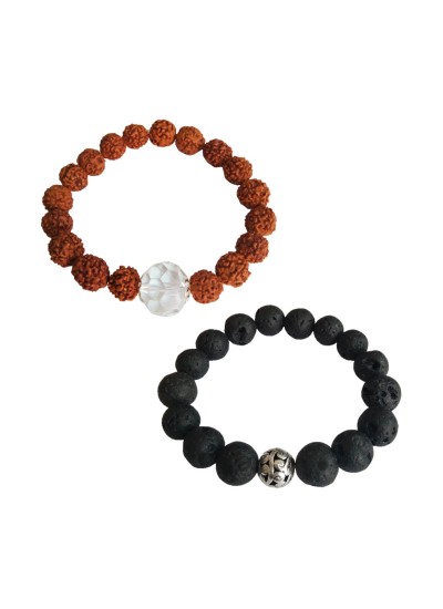 Lava Stone Rudraksha Bracelet Combo